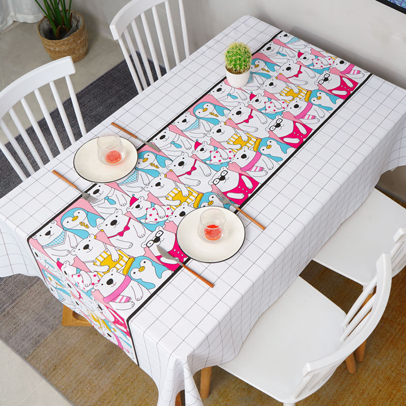 W37 tablecloth waterproof, oil-proof and scalding-proof square tablecloth ins learning desktop decoration arrangement tablecloth pvc coffee table mat