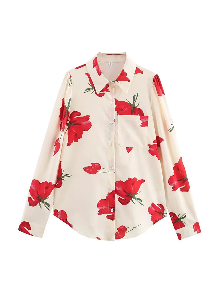 Printed long sleeved shirts for women in early autumn 2024 tops Western style small covering the abdomen of 250425