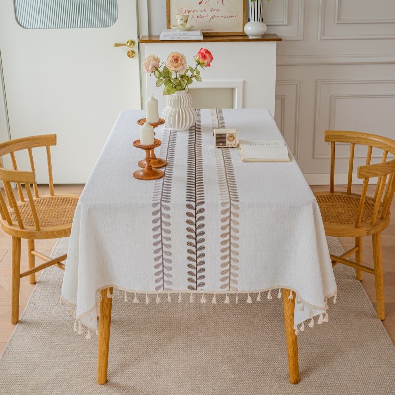 W27 Imitation cotton and linen tablecloth jacquard fabric table cloth waterproof and oil-proof tea table cloth rectangular tablecloth wholesale