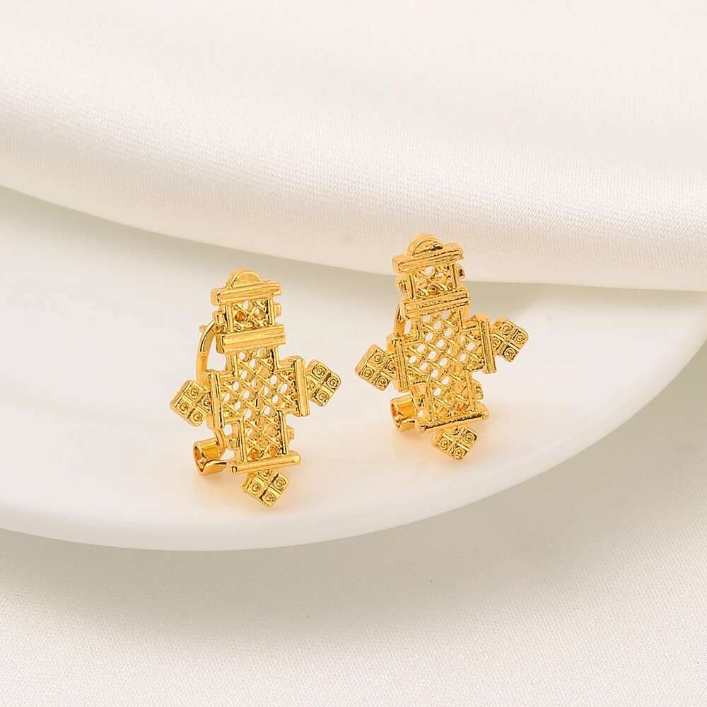 Hot Ethiopian Jewelry Coptic Crosses Pure Gold Color Sets Nigeria Eritrea Kenya Habesha Style