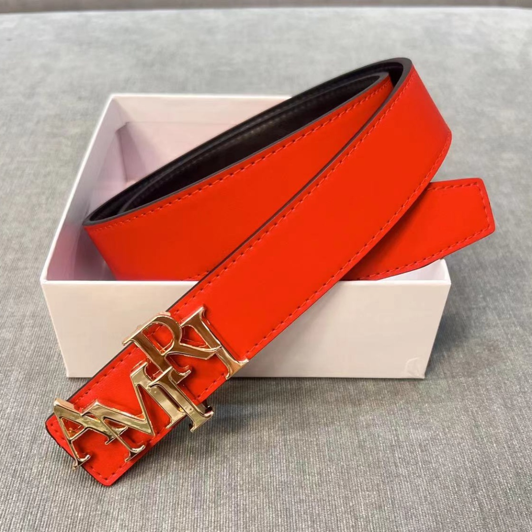 Red designer men women's 3.8 cm wide letter hollow solid color versatile fashion formal belt