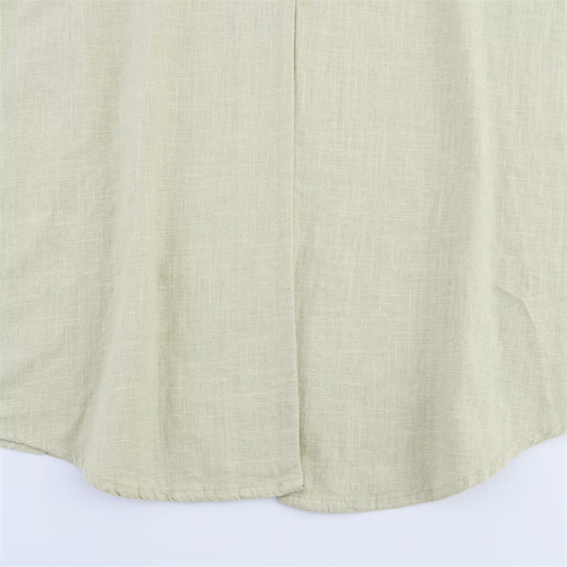 2025 summer new women's casual temperament simple shirt style V-neck dress buckle pocket decoration