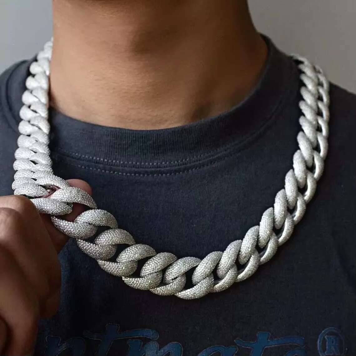 Custom VVS Moissanite Diamond Miami Cuban Link Chain Heavy Big Hiphop 20mm Iced Out 925 Sterling SIlver Cuban Link Chain