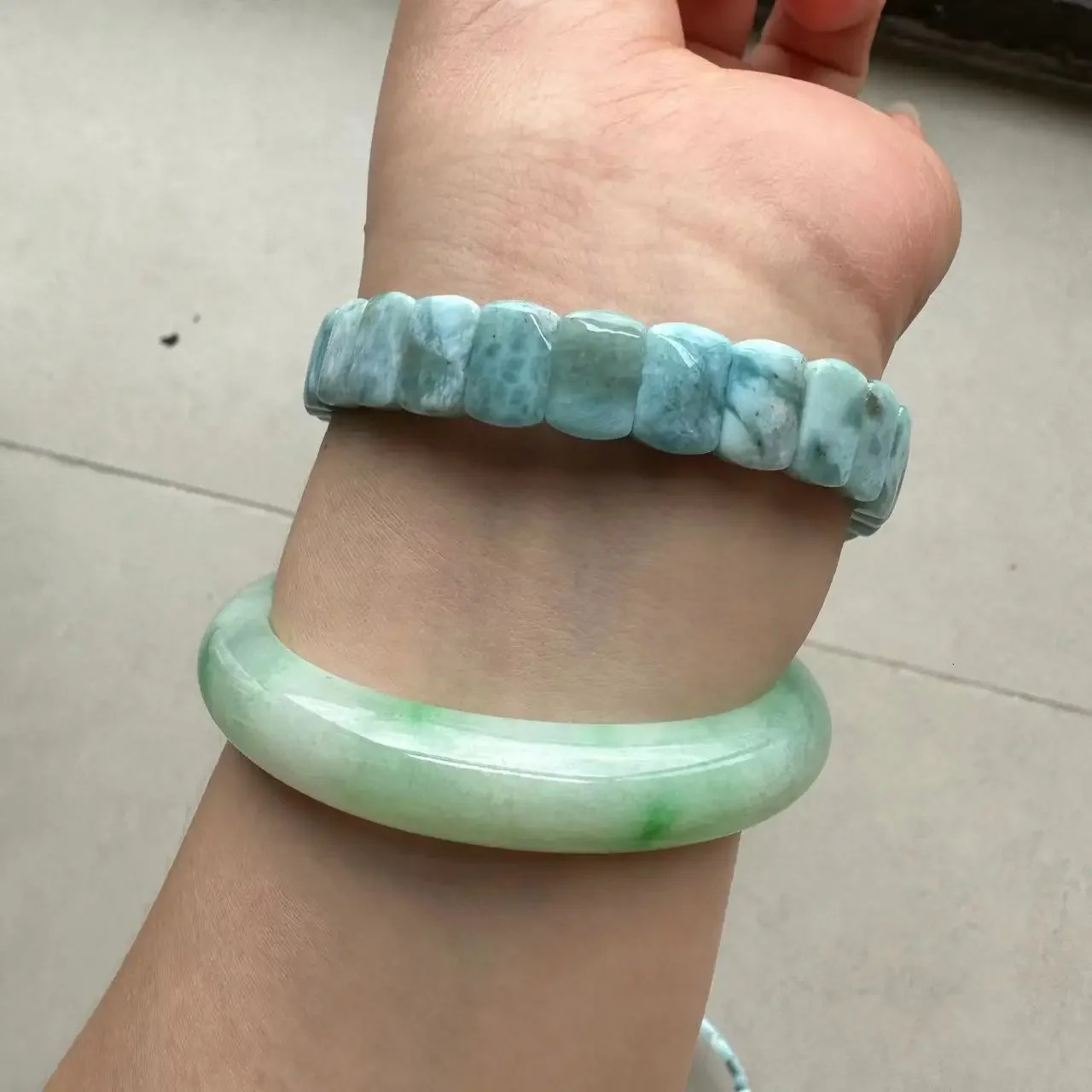 AA grade natural Larimar/copper Pectolite bead bracelet Dominican Larimar gemstone bracelet party gift 250425
