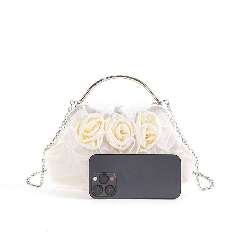 Dinner Bag New French Women S Silk Satin Mesh Handbag Niche Three Dimensional Flower Hanfu Bridal Banquet Bag KQ