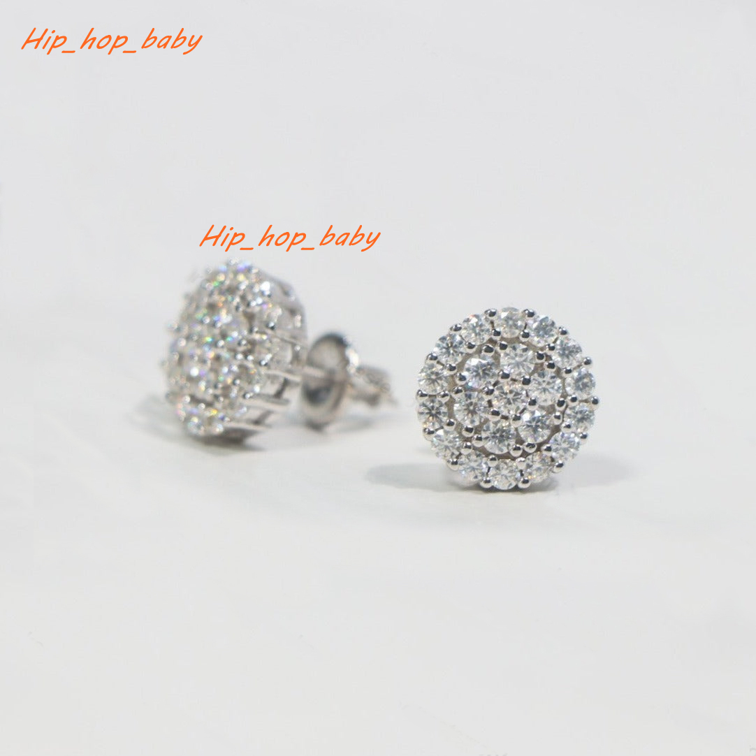 Flower Cluster Shape Stud Screw Back Elegant Earrings Iced Out Moissanite Solid Sterling Silver 925 Earrings