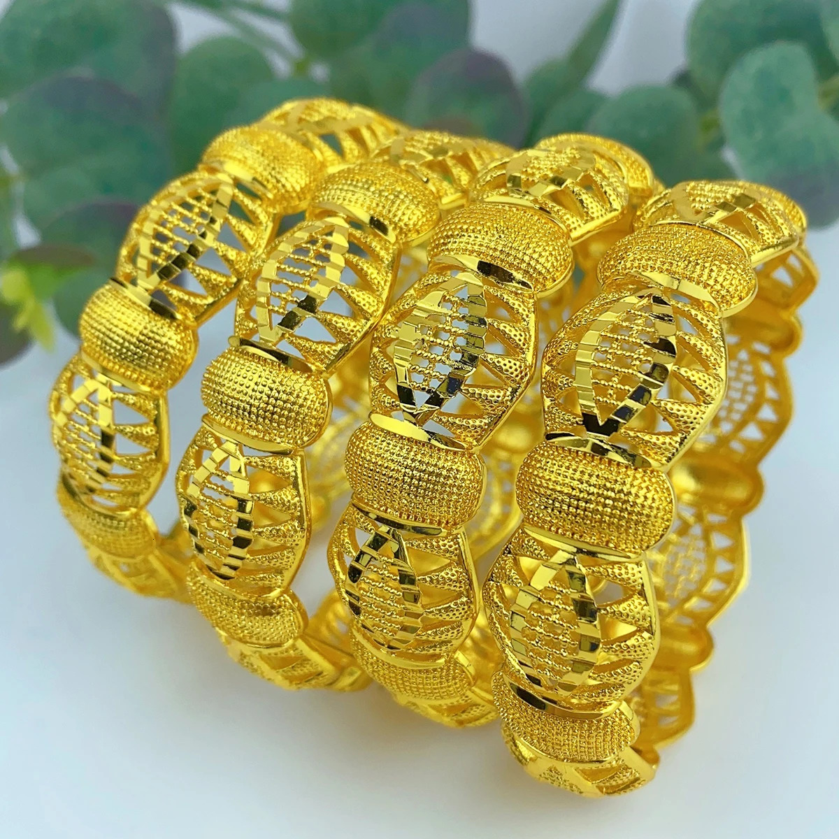 ANIID Dubai Charm 24k Gold Plated Bracelet Female Arab Bride African Indian Bracelet Nigeria Wedding Jewelry Party 250425