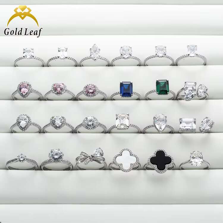 Goldleaf Wholesale Classic Style 925 Sterling Silver Wedding Engagement Ring Hot Sale Womens Fine Jewelry Gold Plated CZ Stones