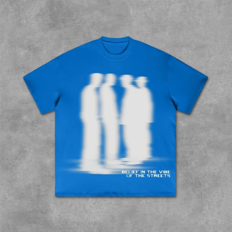 Street Atmosphere Virtual Shadow Characters graphic cotton Tshirt mens Y2K retro oversized womens top 250430Z