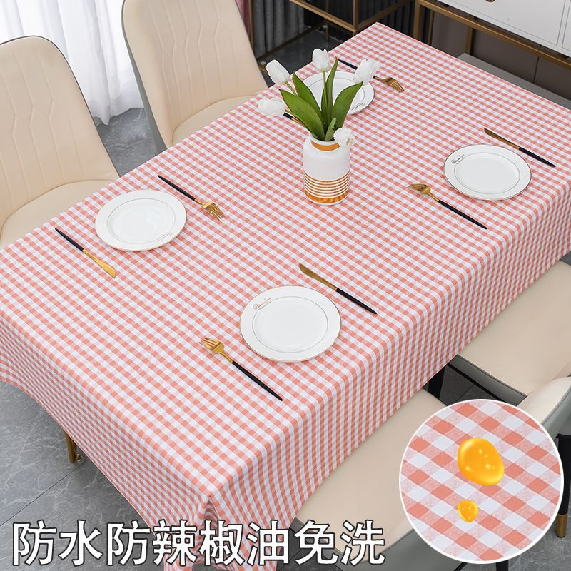 W34 tablecloth waterproof, anti-scalding, anti-oil, washable pvc rectangular dining table and coffee table mat ins style tablecloth new