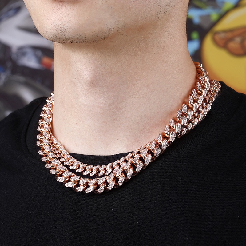 10mm VVS Moissanite Dia cuban k iced out chaindesigner jewelry moissanite Pendant Necklaces Jewelry Hip Hop Rose Gold Custom Made Name Clasp Miami