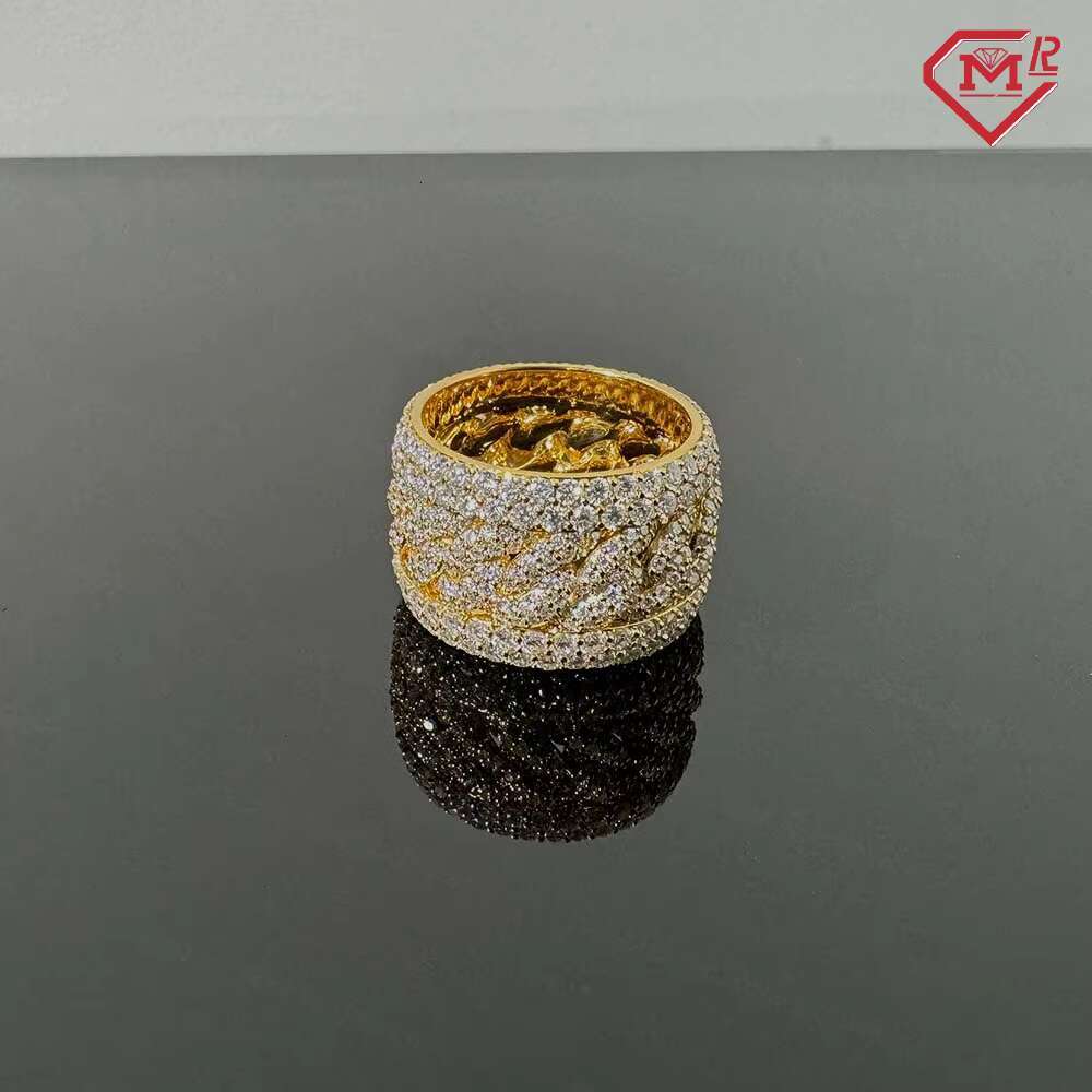 Custom Rings for Men 925 Sterling Silver Iced Out Pass Diamond Test Rapper Resizable Moissanite Ring