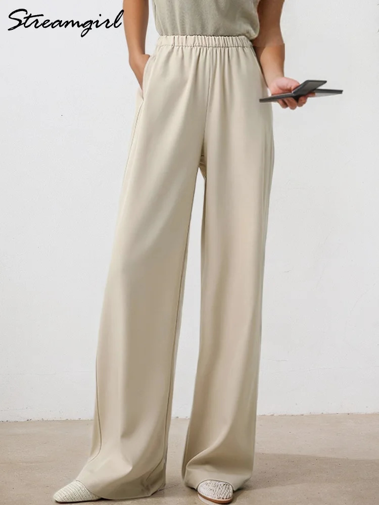 Womens wide leg pants grey formal office womens spring straight black work clothes 250428