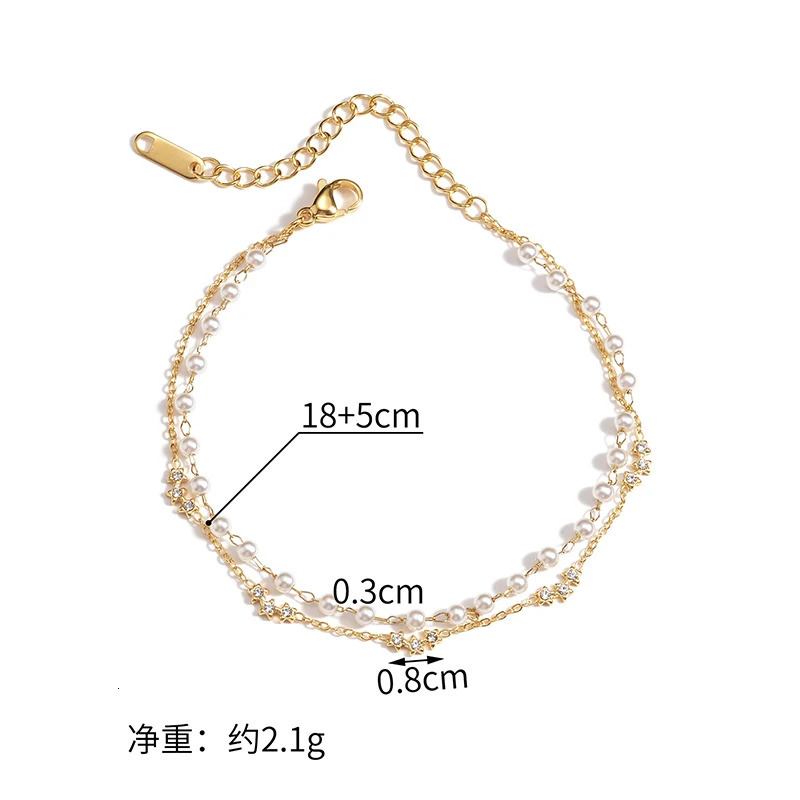 Romantic Pearl Wedding Bracelet Double layer Stainless Steel Female Celebrity Charm Engagement Jewelry Girlfriend Gift 250428