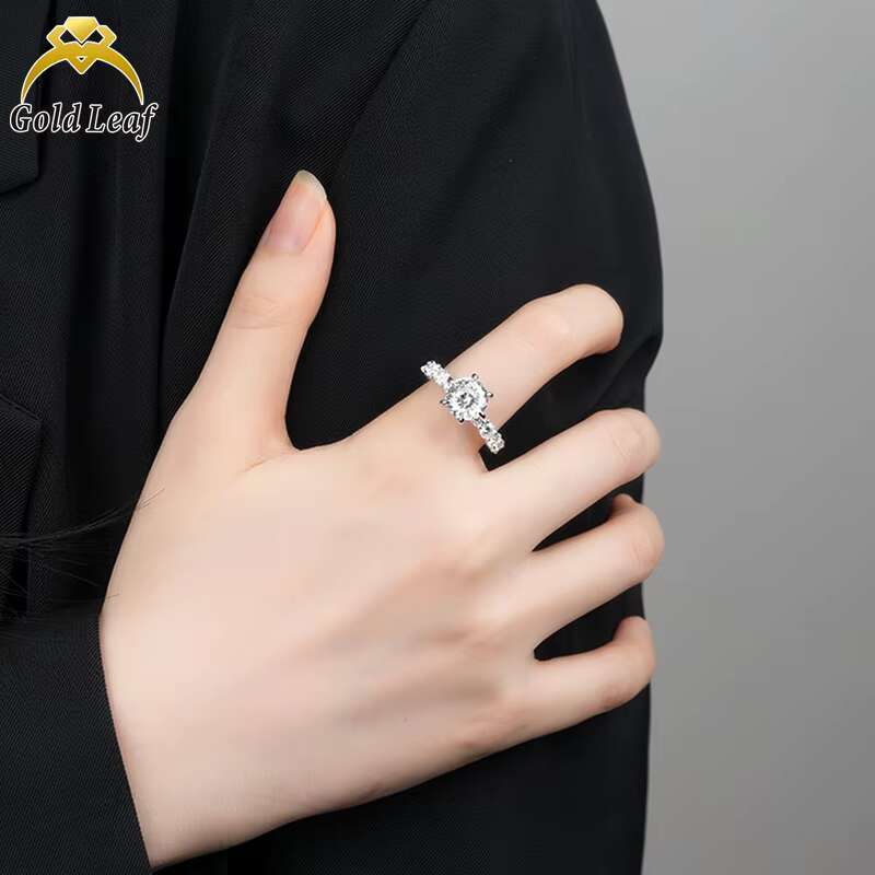 Goldleaf Best Selling 925 Sterling Silver Moissanite Diamond Engagement or Wedding Ring Gold Plated With VVS Clarity for Gift
