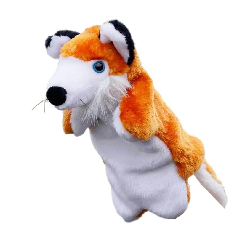 Free shipping 25cm Kawaii Animal Panda Parrot Fox Koala Stuffed Plush Hand Puppets Educational Toys For Family Playgame Time Doll