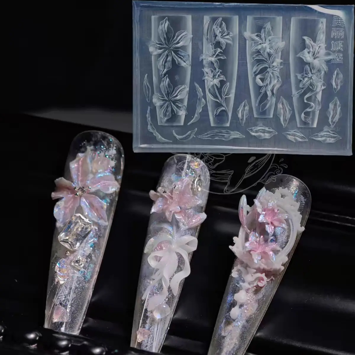 1pc Rose Tulip Lotus 3D Acrylic Mold Lily of the Valley Nail Art Decorations Nails DIY n Silicone Nail Art Nails Mold 250424