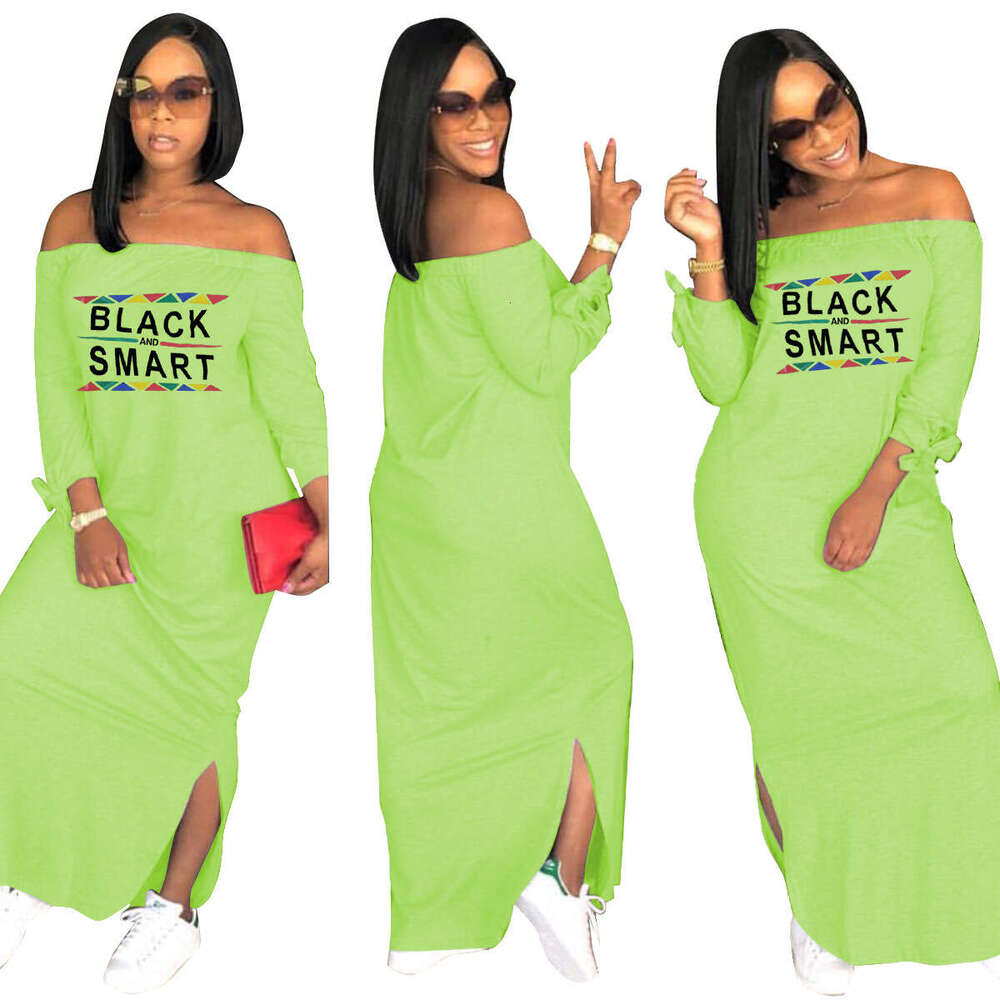 ALS039 Summer European and American One Collar Double Fork 10 Color Dress 2025 New Casual Versatile Fashion Clothing