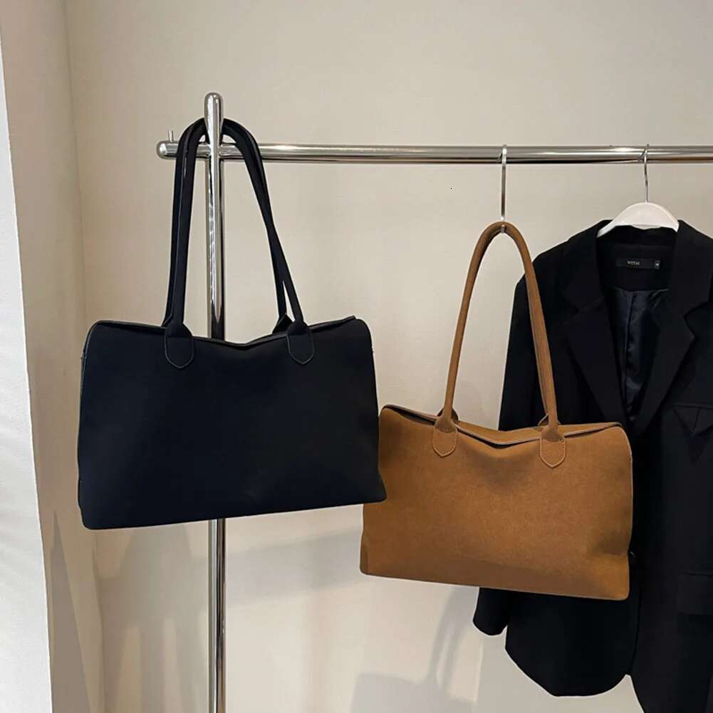 Retro Handbag For Women Men With Inner Pocket Underarm Suede Trendy Top Handle Satchel Work Travel Bag
