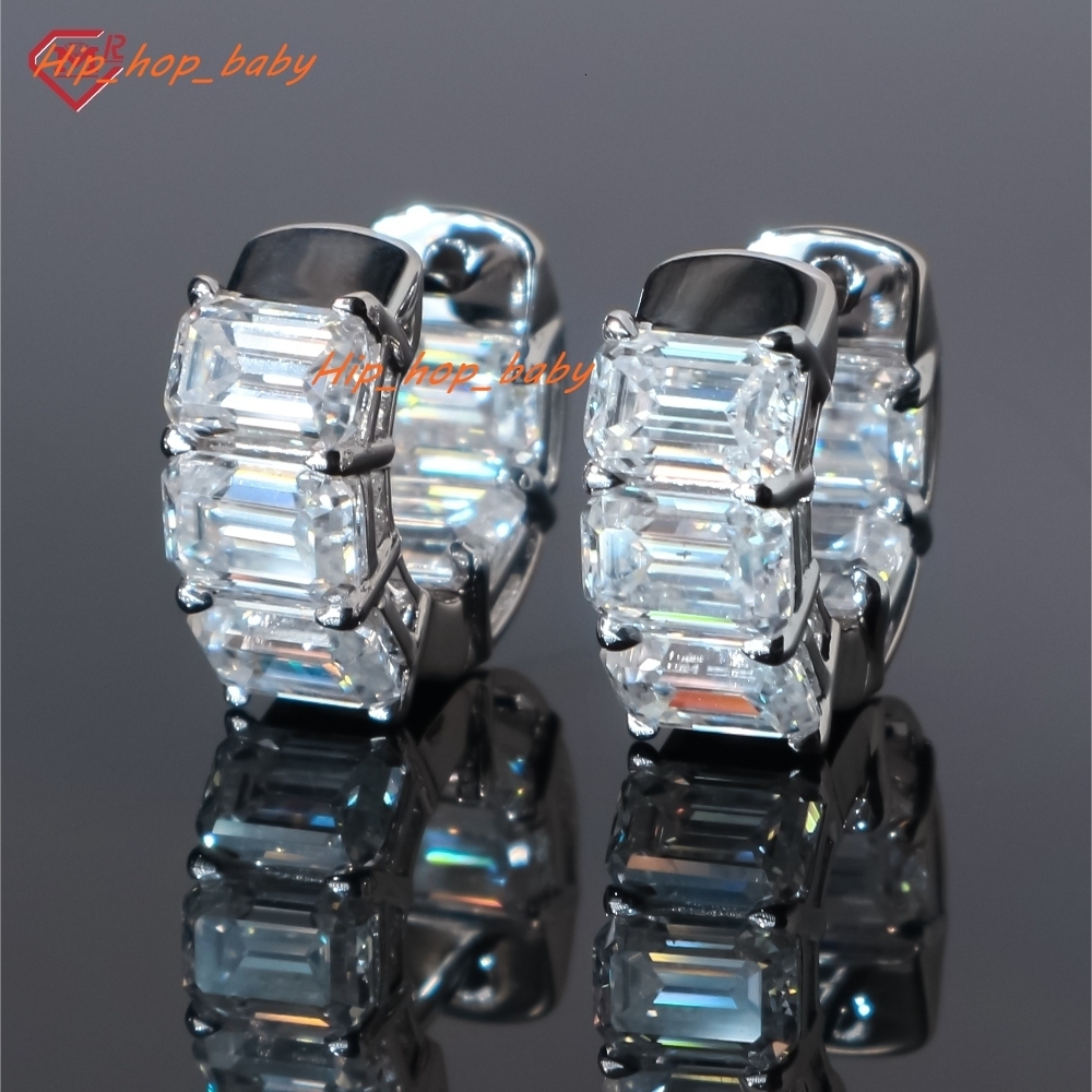 Customized Hip Hop Moissanite Hoop Earrings S925 Silver GRA Certificated Round Wedding Diamond Earrings