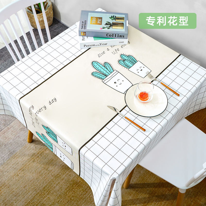 W35 tablecloth waterproof, oil-proof and scalding-proof square tablecloth ins learning desktop decoration arrangement tablecloth pvc coffee table mat