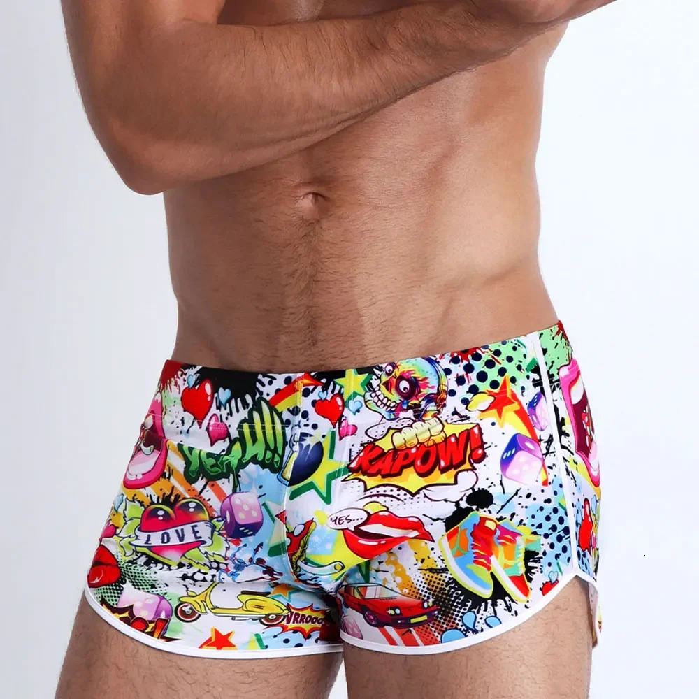 Mens swimwear fashion cartoon shorts quick drying beach sports interference machine 250430