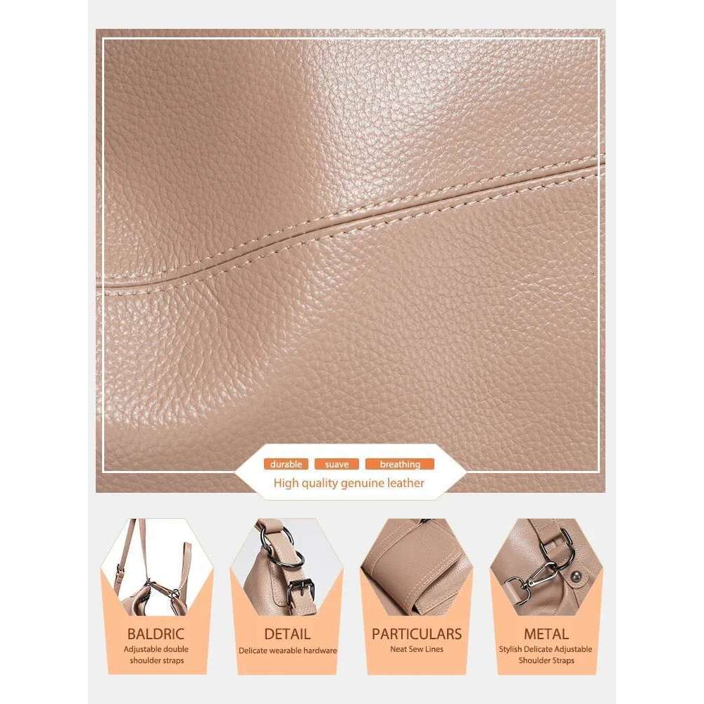 Zency Fashion Women Shoulder Bag Genuine Leather Large Capacity Handbag Crossbody Hobo Bags For Girls Bolsa