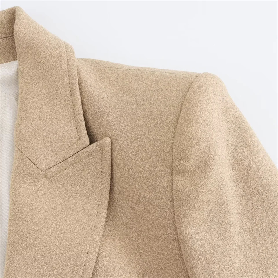 RZRA Spring Womens Casual Fashion Single Chest Slimming Long Sleeve Collar Solid Color Set Coat 250428