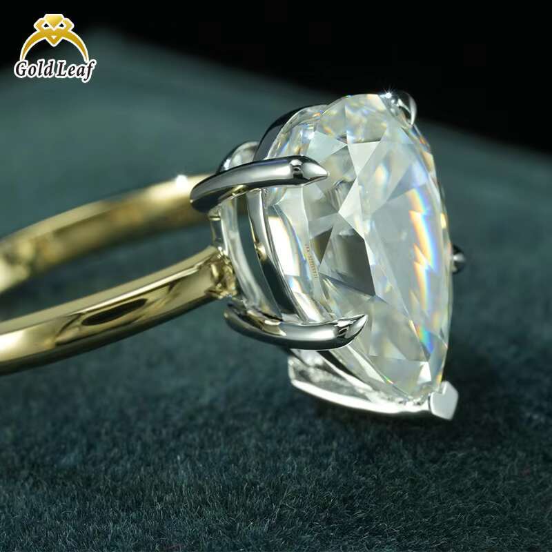 Goldleaf IGI GIA Certificate 5.0CT D VVS1 Emerald Cut 10K Solid Gold Moissanite Ring Fine Jewelry Rings