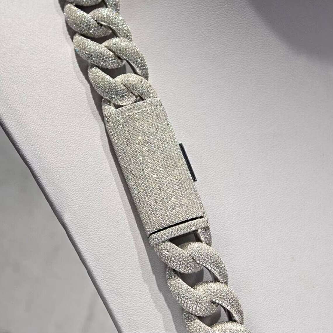 Custom VVS Moissanite Diamond Miami Cuban Link Chain Heavy Big Hiphop 20mm Iced Out 925 Sterling SIlver Cuban Link Chain