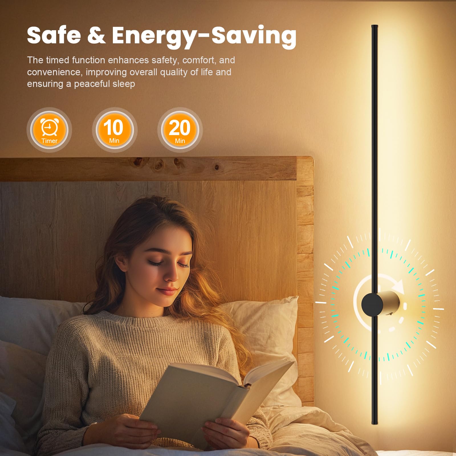 31.5 Inch Battery Operated Wall Sconce,Black Minimalist Rechargeable LED Wall Lights with Remote, 18 Colors Dimmable Wireless Wall Lamp for Living Roo