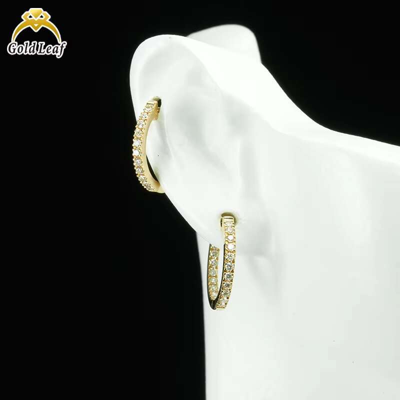 Goldleaf Luxury Diamond Earrings Popular Jewelry 10K 14K 18k Gold Plated Diamond Huggie Hoop Earrings Women Gift