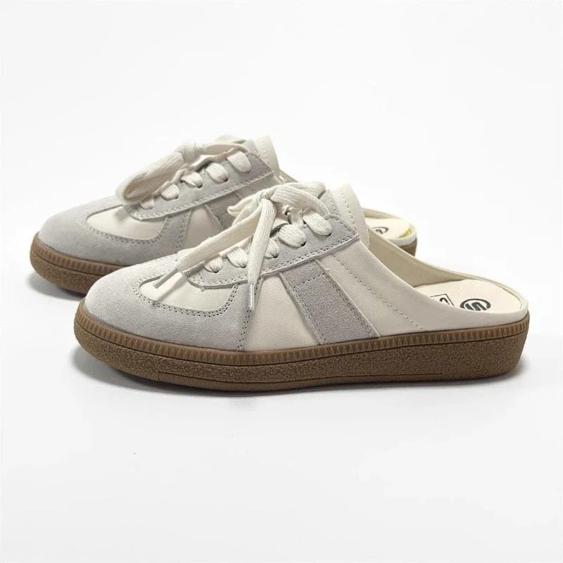 Women Mules Shoes Slip-On Round Toe Loafers Walking Sneakers Lazy Clogs Platform Summer Slip On Creeper Baotou Half Slippers 250421