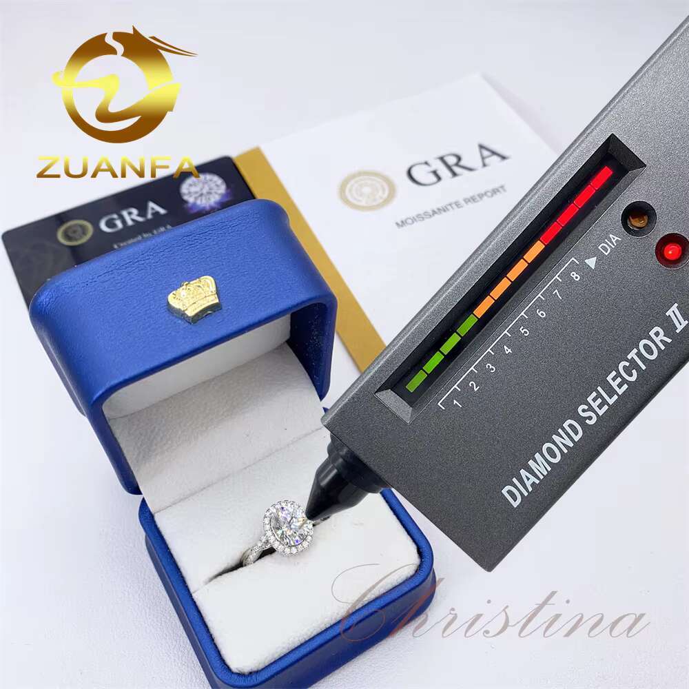 Dropshiping Moissanite Jewelry Pass Diamond Tester D Color Oval Cut 2 Ct Moissanite 10K 14K 18K Solid Gold Engagement Rings