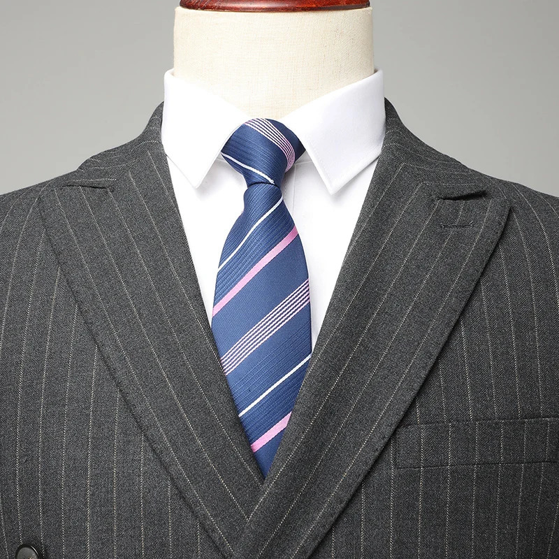 Mens Business Set SetTrous Fashion and Handsome Trend Striped Casual Boutique Double Row Buckle Two Piece M6XL 250428