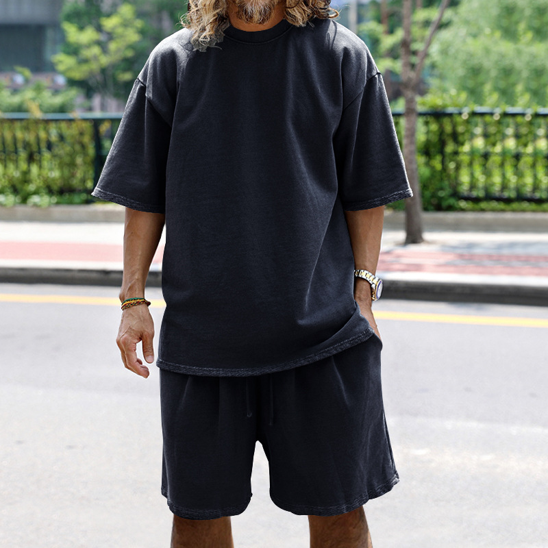 Summer New Tracksuit man Casual Trend Polo Sport Set Tracksuits plain Two Piece Set Black Outfits White Short Sleeve Polo T-shirt And Shorts Sports Su