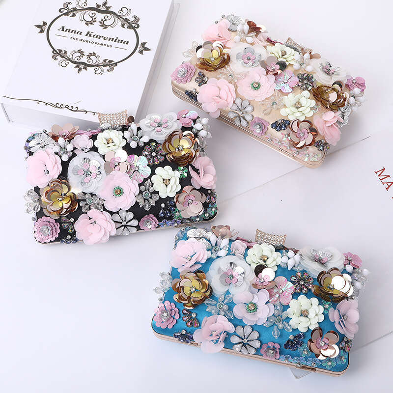 Dinner Bag New Handmade Flower Banquet Handheld By Hands Ladies Bride Evening Dress Bag Beaded Embroidered Women S Bag KQ