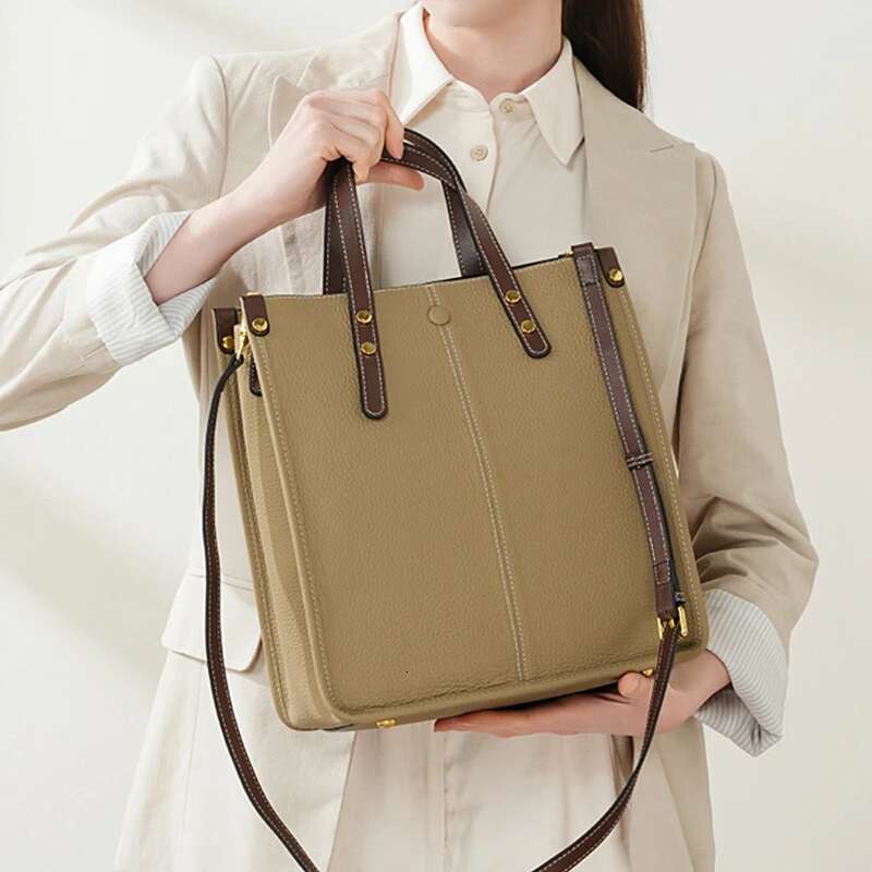 Burminsa Cowhide Genuine Leather Vertical Tote Handbags For Women 2025 Designer Large Work Ladies Shoulder Crossbody Bags