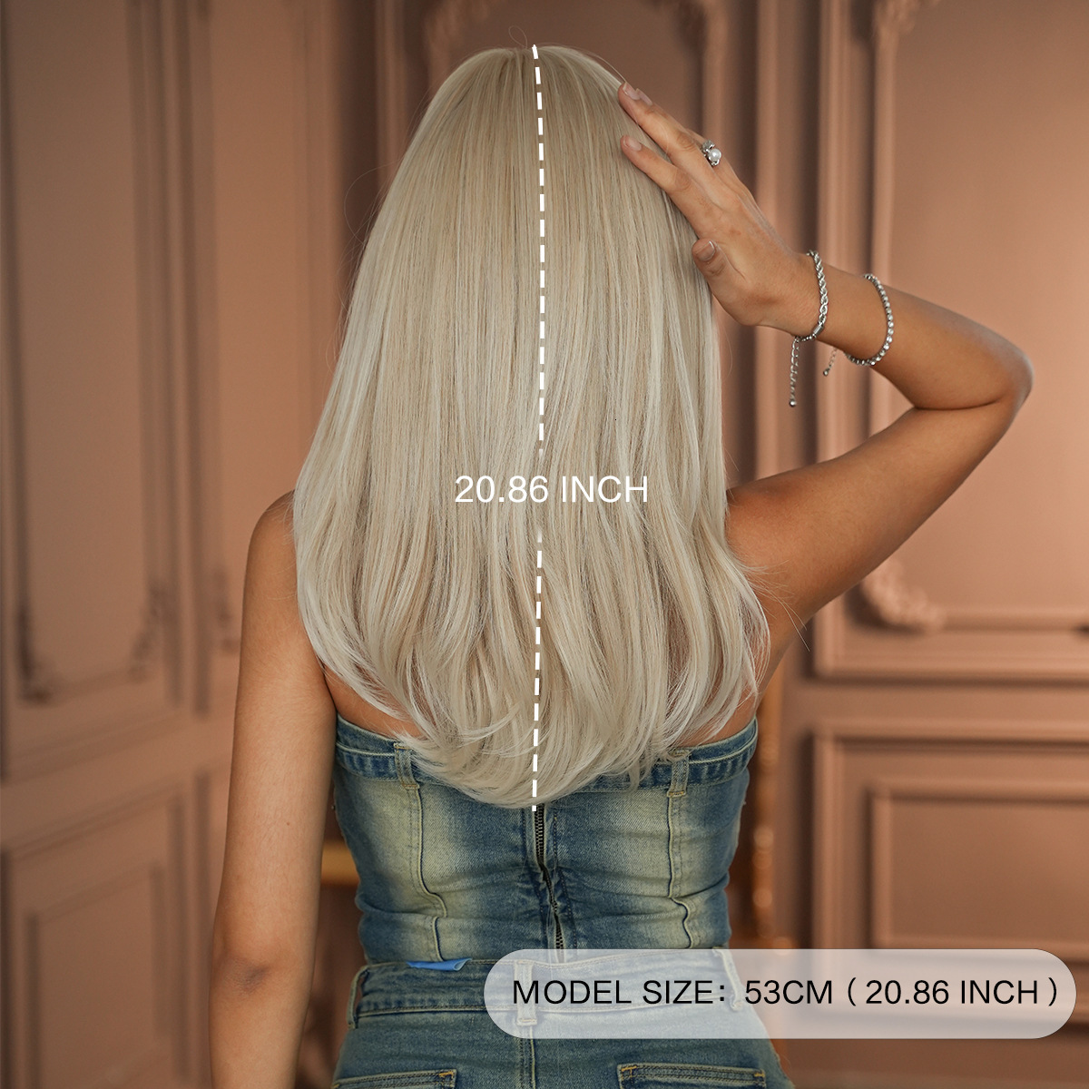 Hot Asian Girl White Gradient Wig Female Full Headset Small Lace Layered Inner Buckle Straight Hair Simulation Sewing Wig