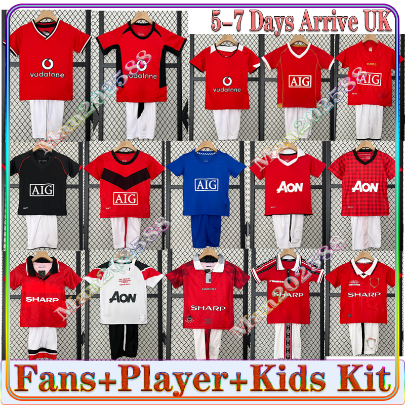 2007 2008 GIGGS United Retro Soccer Shirt, 1998 1999 2001 Soccer Jerseys Kids' Soccer Set, Home and Away Football Shirts, Scholes, Tevez, Beckham Retro Classic Soccer Shirt