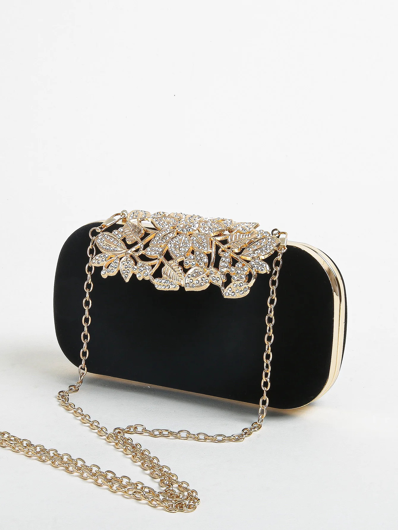 Diamond clutch bag with crystal flower buckle womens evening handbag formal party wallet 250428