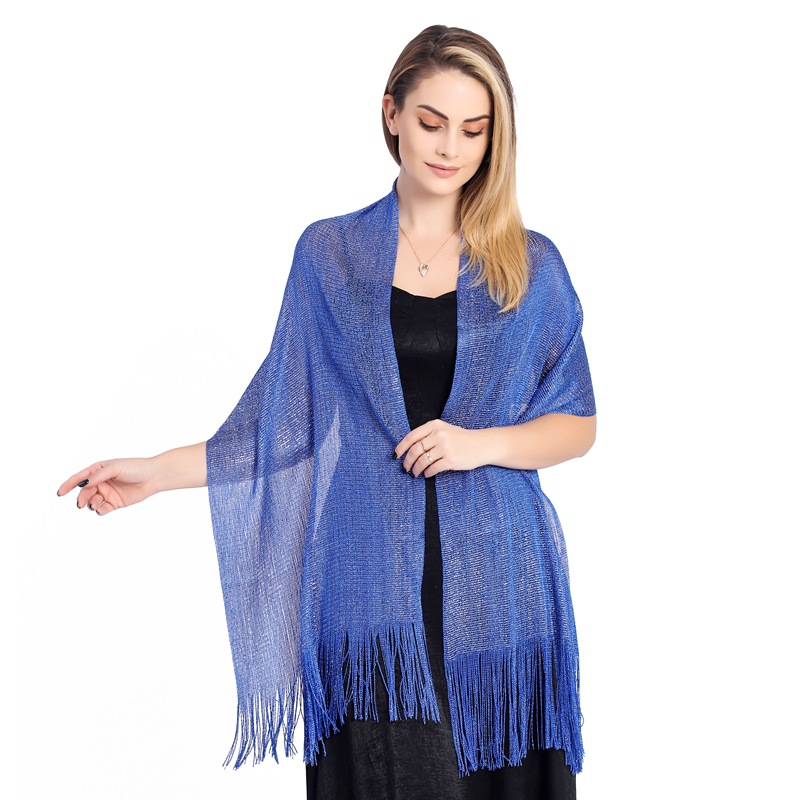 K596 European and American hot style gold and silver silk flat scarf bride dance wedding party evening dress shawl female