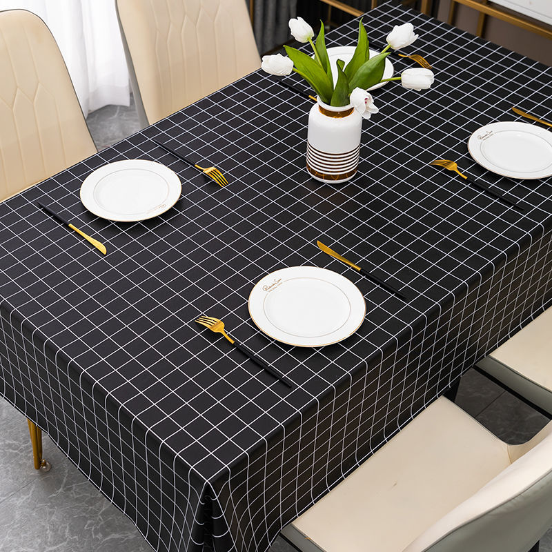 W34 tablecloth waterproof, anti-scalding, anti-oil, washable pvc rectangular dining table and coffee table mat ins style tablecloth new