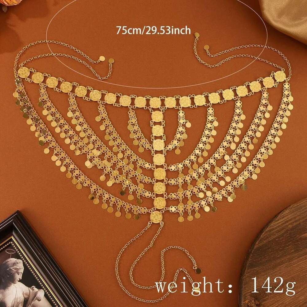Arab Jewelry Golded Alloy Coin Tassel Head Chain Headband For Women Bridal Headdress Wedding Accessories