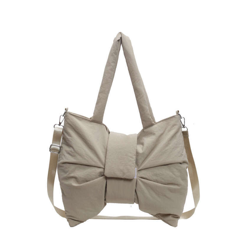 Korean version butterfly bow large capacity tote bag for women 2025, popular online, same style handbag shoulder niche crossbody canvas bag, 2025 new 