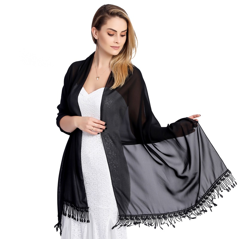 K1411 Cross-border good goods lace chiffon shawl bride bridesmaid wedding dress cheongsam shawl large size dinner shawl female