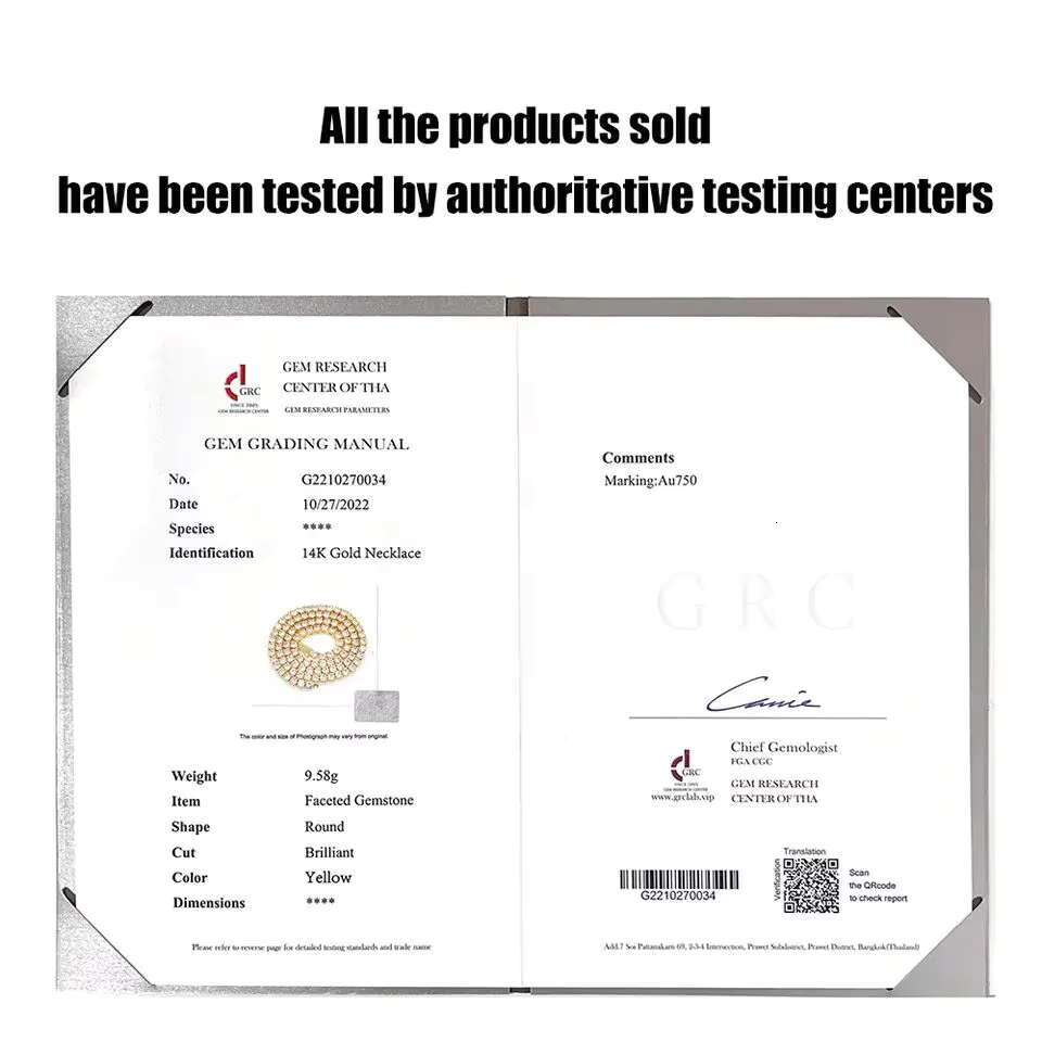 3mm 5mm 10K 14K 18K Solid Gold Tennis Chain Hot Selling Round Brilliant Cut Lab Grown Diamond Tennis Necklace