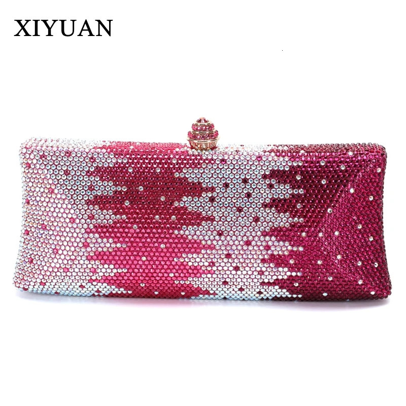 XIYUAN 25 Colors Selling Diamond Woman Handbag Crystal Gala Dinner Party Evening Purse Color Wedding Bridal Clutch Bag 250428