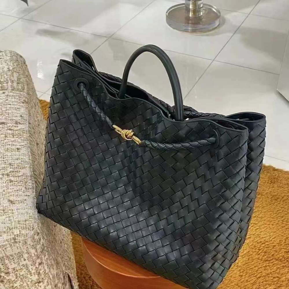 Old money style woven tote bag Andiamo commuting briefcase versatile cowhide large handbag