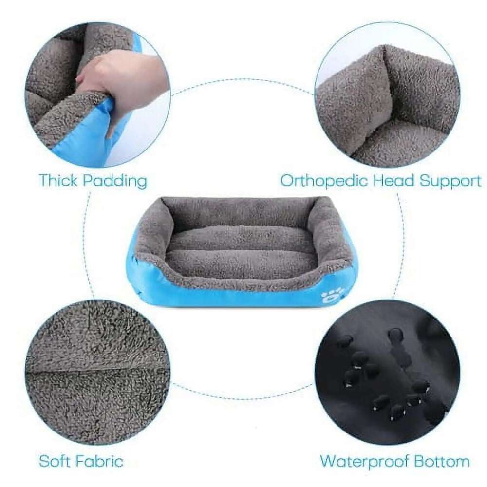Color Square Winter Soft Warm Mat Waterproof Cat Pet Bed for Large Medium Small Dog House